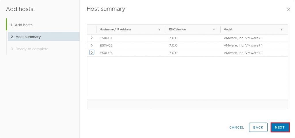 add new and existing hosts summary