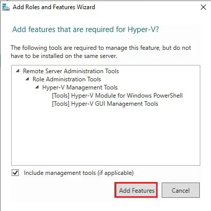 install hyper-v add required feature