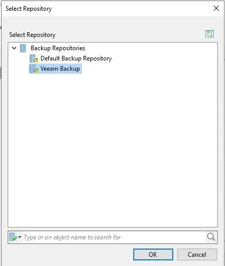 backup to tape select repository