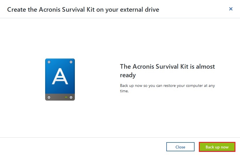 create acronis survival kit ready