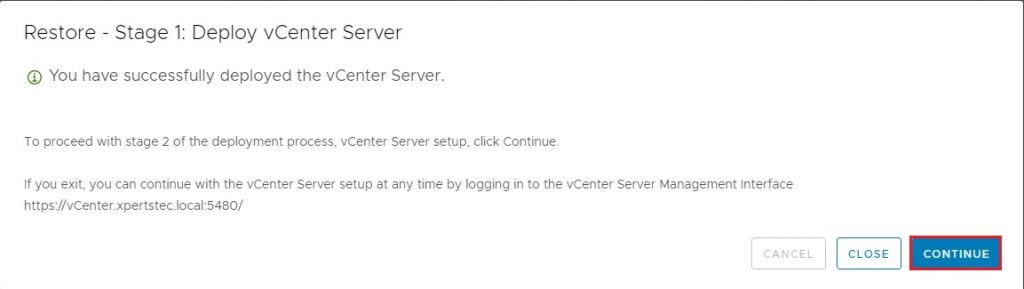 deployed vcenter server successfully
