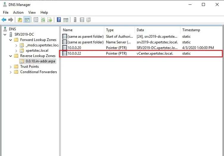 dns manager server 2019