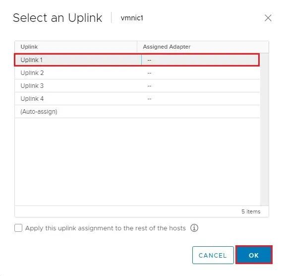 dswitch add and manage select uplink