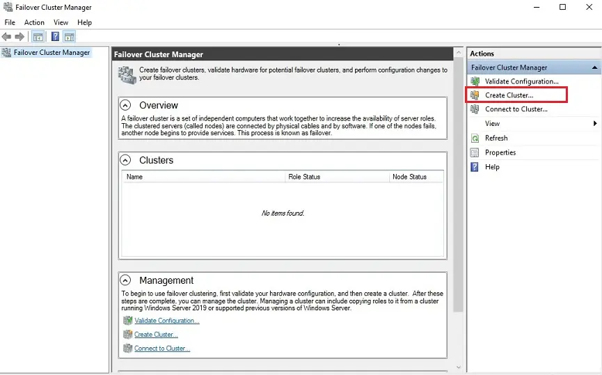 failover cluster manager