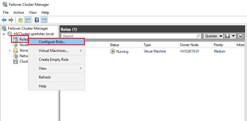 failover cluster manager roles