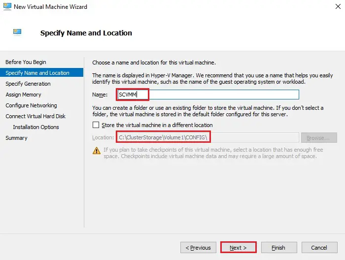 hyper v virtual machine location