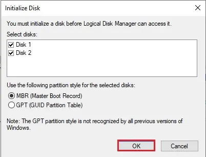 initialize disk