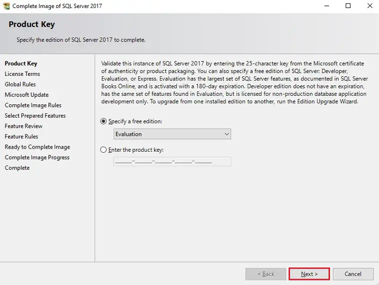 install sql server specify editions