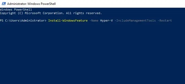 install windows features powershell