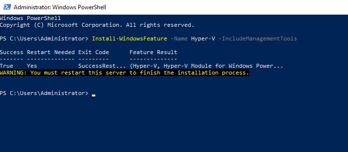 install windows features powershell