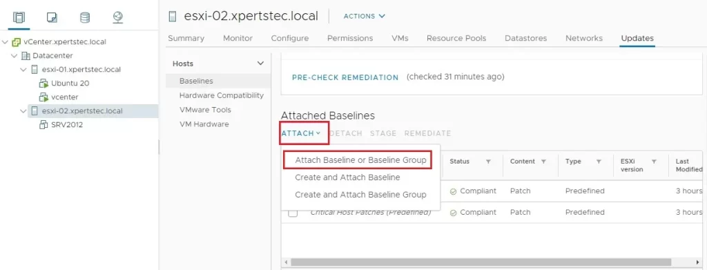 lifecycle manager attach baseline