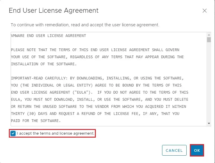 upgrade esxi lifecycle manager end user license