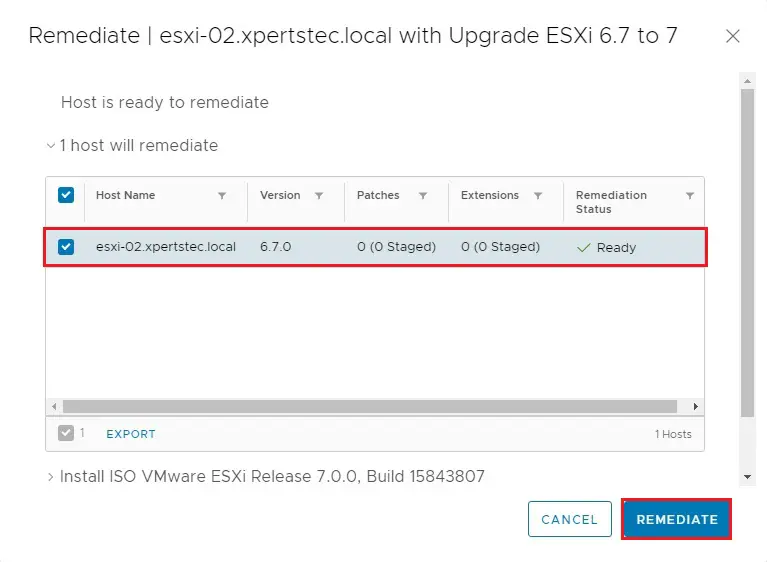 upgrade esxi lifecycle manager remediate