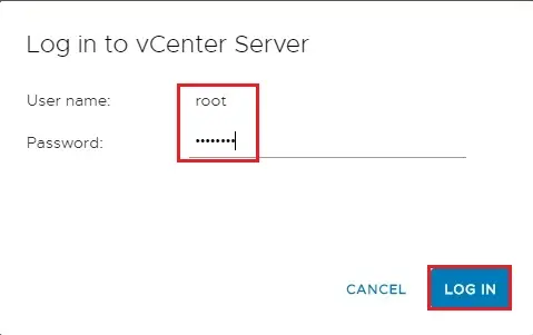 login vcsa