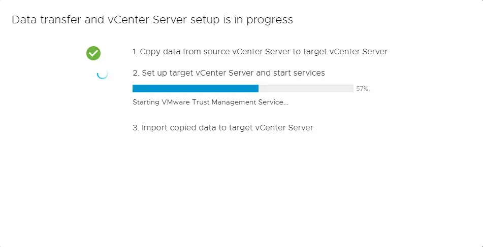 migrate Stage 2 data transfer and vcenter