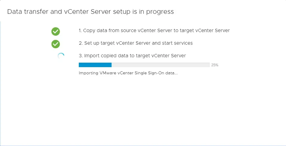 migrate Stage 2 data transfer and vcenter