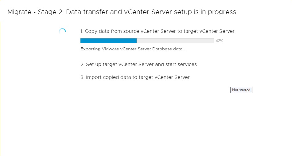 migrate Stage 2 data transfer and vcenter