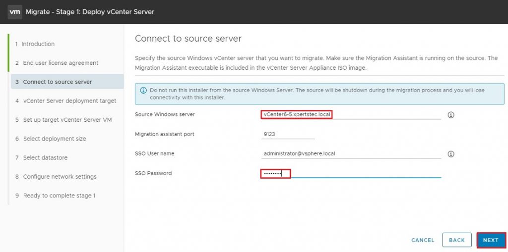 migrate deploy vcenter contact source