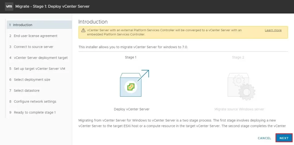 migrate deploy vcenter introduction