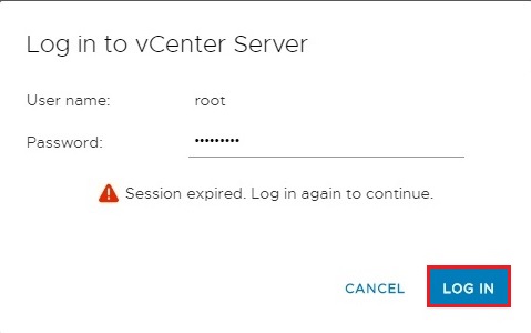 migrate log in to vcenter server