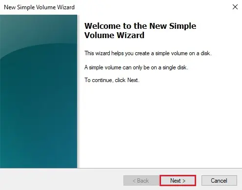 new simple volume wizard