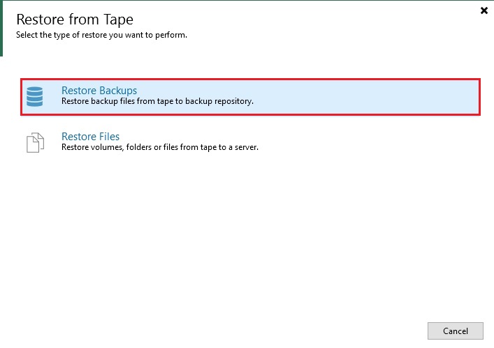 restore from tape wizard