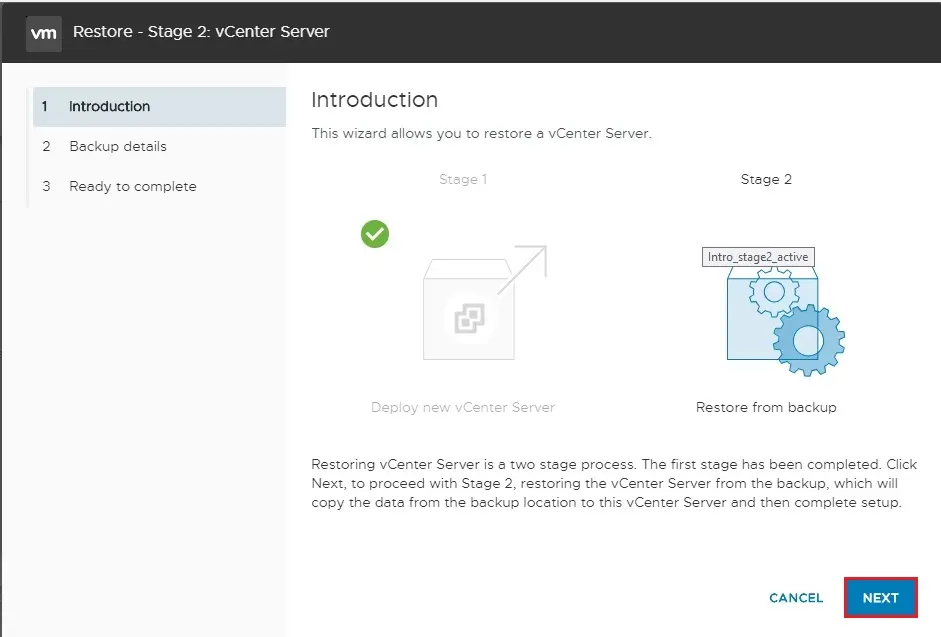 restore vcenter server introduction