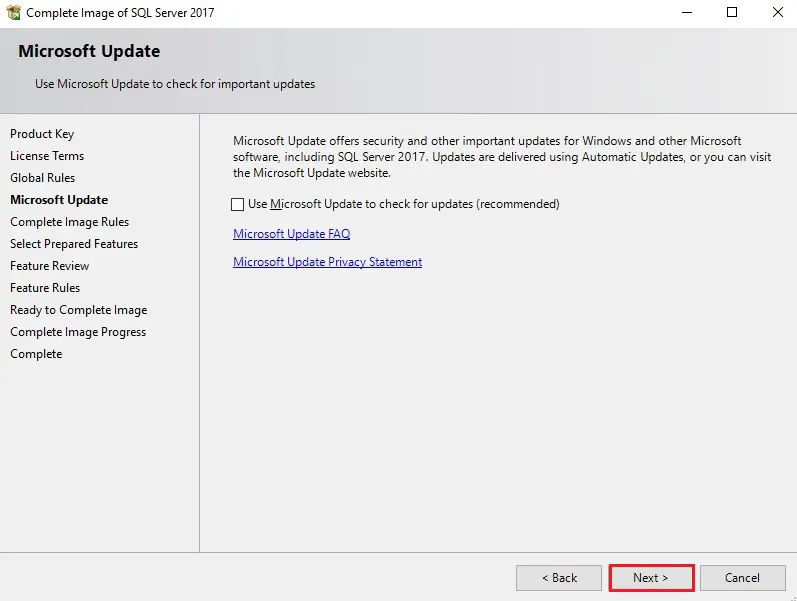 sql server check microsoft update