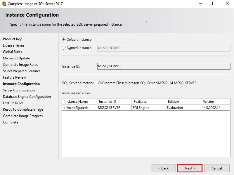 sql server instance configuration