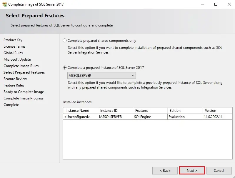 sql server select prepare feature