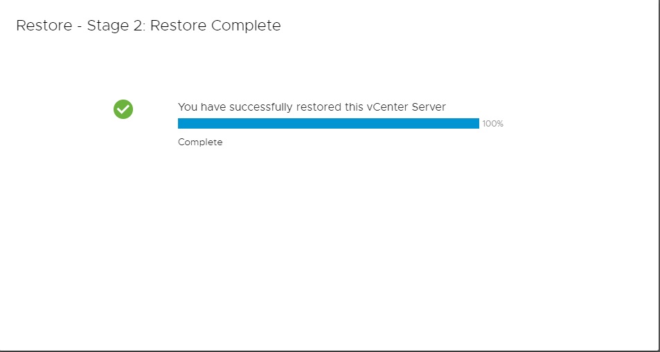 successfully restored vcenter