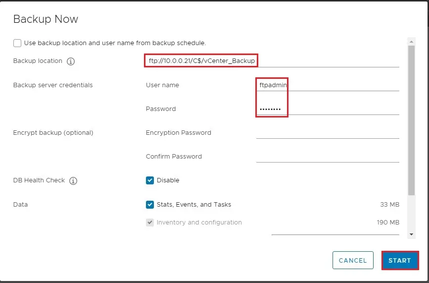 vcenter 7 backup now