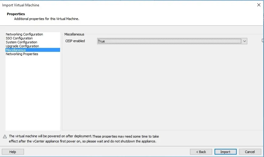 vcenter import vm miscellaneous