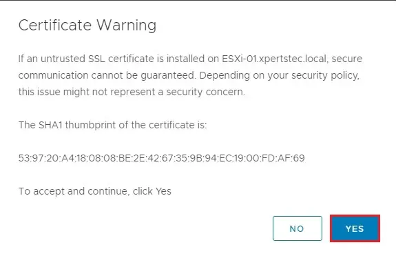 vcenter ssl verify thumbprint