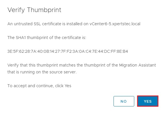 vcenter ssl verify thumbprint