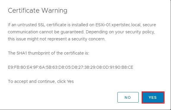 vcsa certificate warning