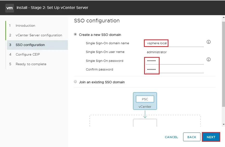 vcsa sso configuration