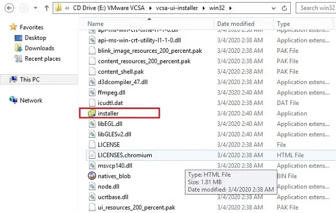 vcsa ui installer location