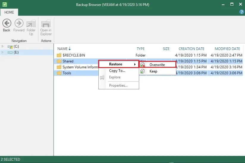 veeam backup browser