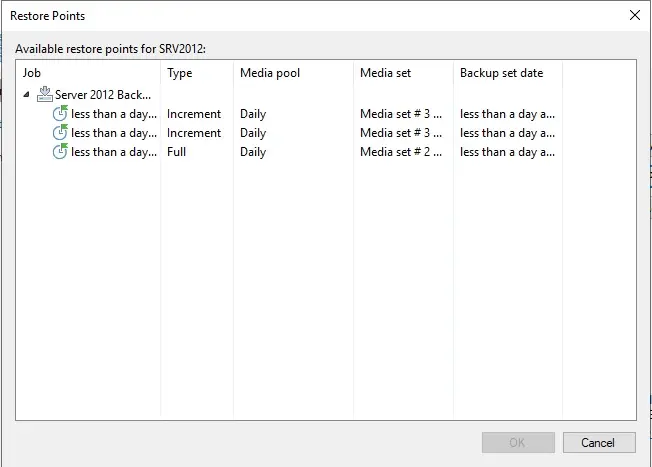 veeam restore restore point