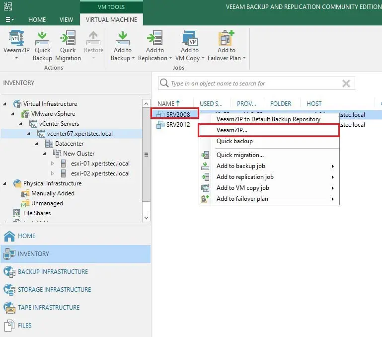 veeam veeamzip backup