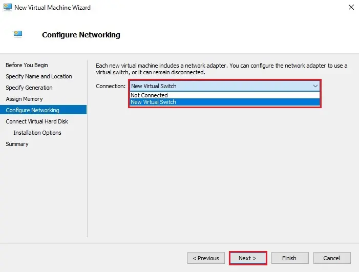 virtual machine configure networking