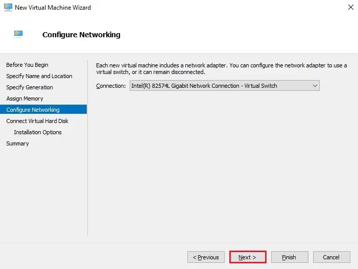 virtual machine configure networking