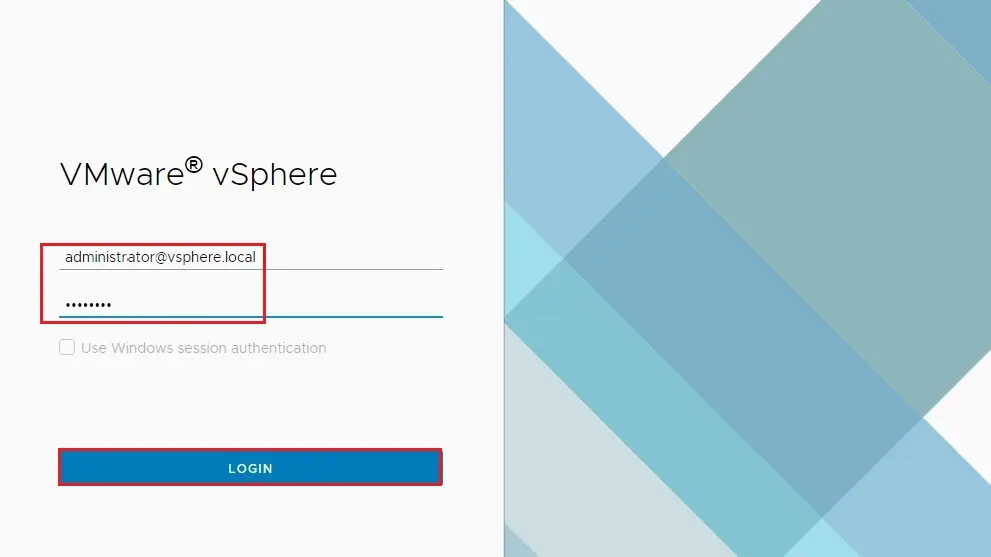 vmware vsphere login