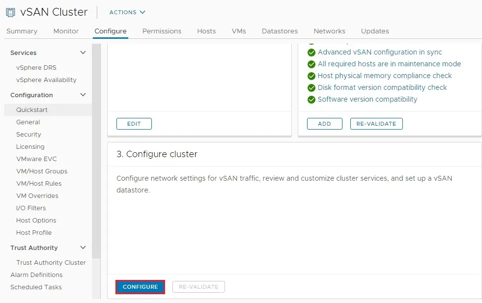 vsan cluster quickstart wizard