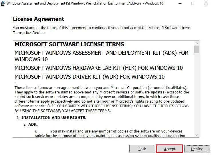 windows assessment license agreement