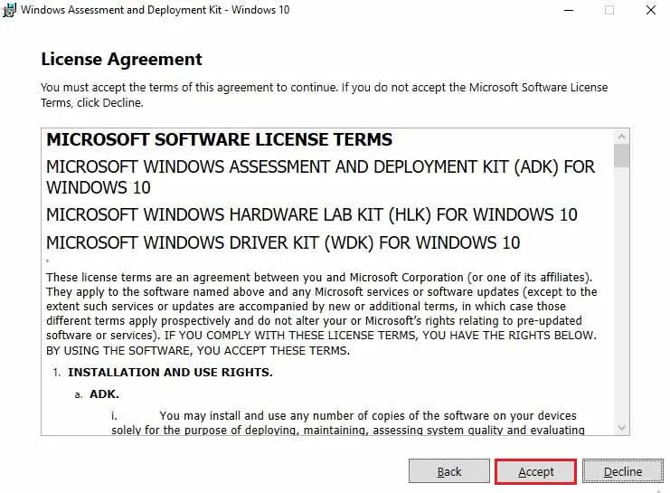 windows assessment license agreement