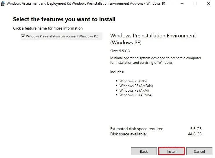 windows preinstallation environment feature