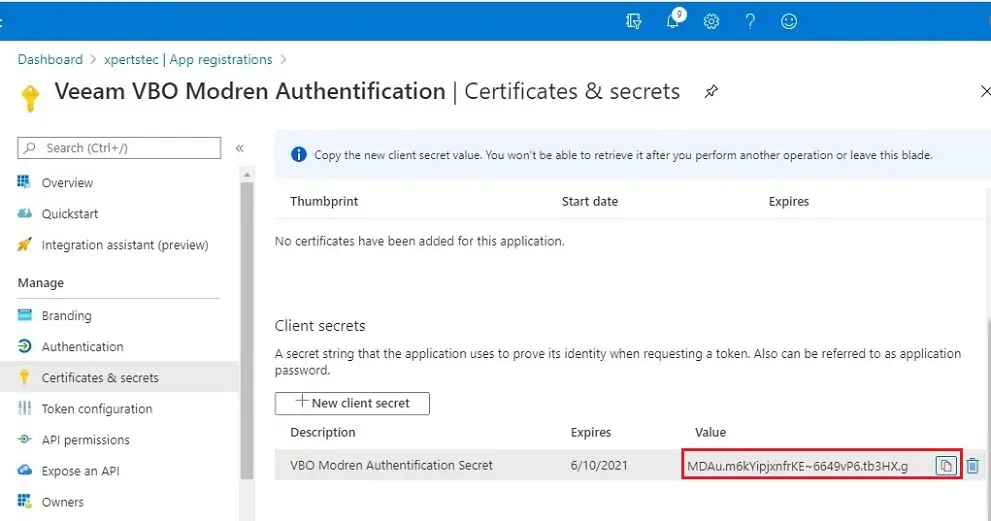 azure active directory certificates & secrets