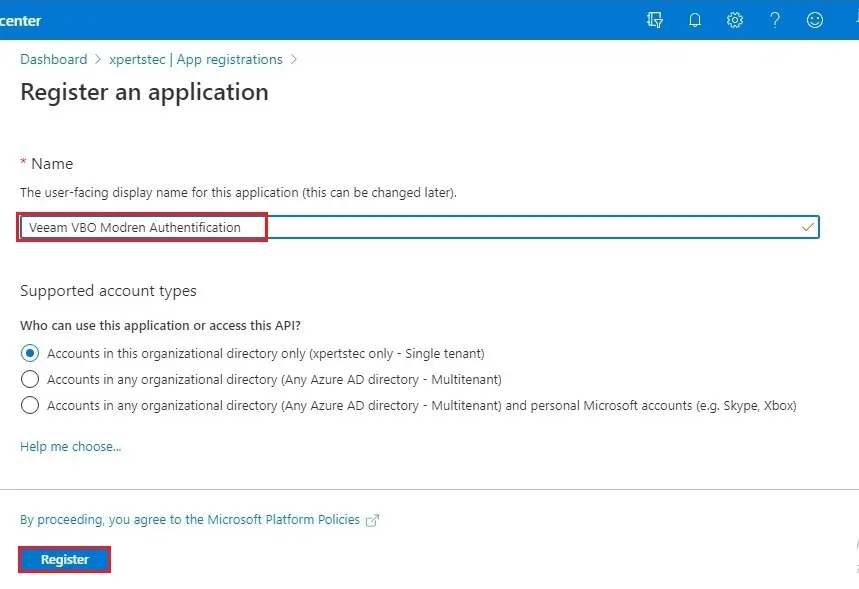 azure active directory register an app